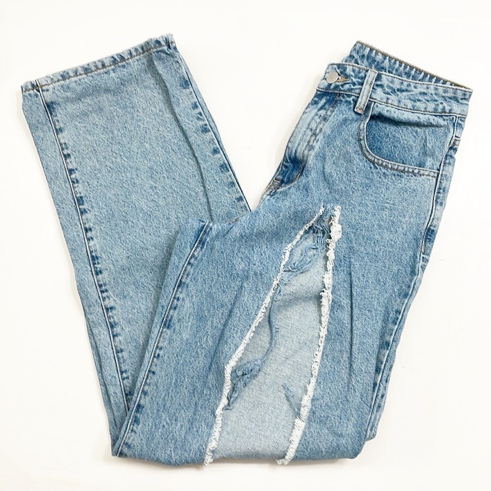 SHEIN high waisted distressed denim jeans